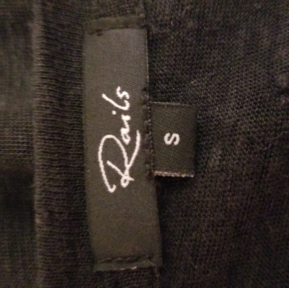 RAILS black white star Cara Black Twinkle linen blend short sleeve v neck top S - Picture 6 of 7